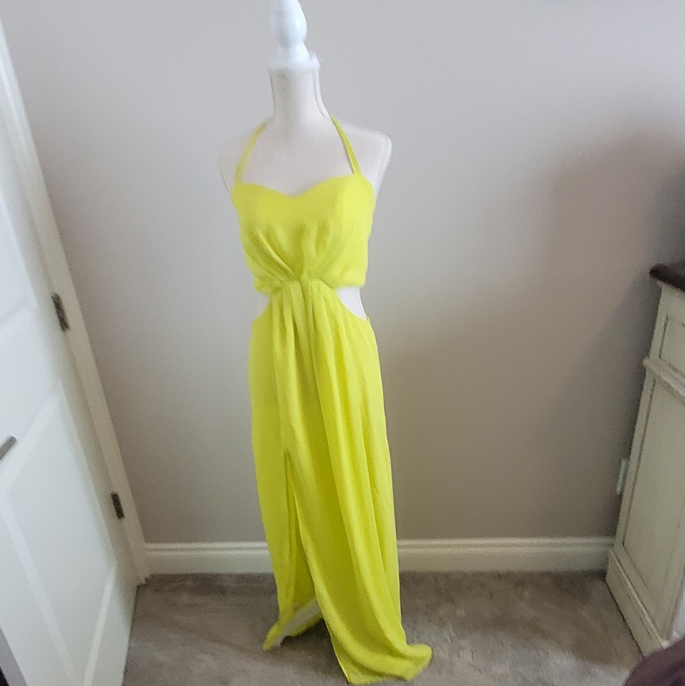 Neon yellow prom dress